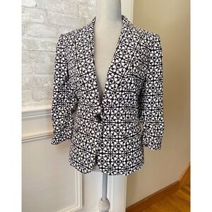 JONES STUDIO BLACK & WHITE STRETCH BLAZER JACKET